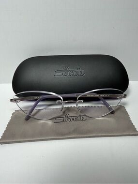 Silhouette Rimless Cat Eye Frames in Lavender and Silver 5529 70 4000 17-135